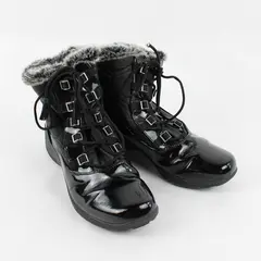 Khombu Solid Black Annie Snow Boot Faux Fur Lining Women's Size 10M