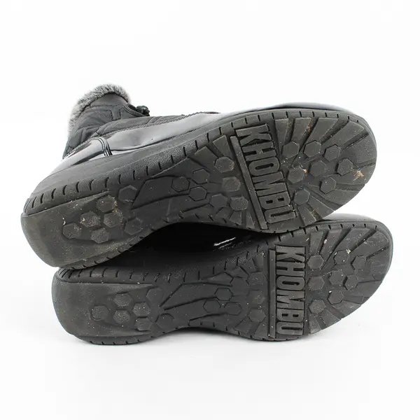 Khombu Solid Black Annie Snow Boot Faux Fur Lining Women's Size 10M