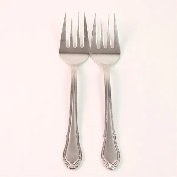 Lot of 2 Hampton Silversmiths Lauren Pattern 18/10 SS Serving Forks 8.75" Rare