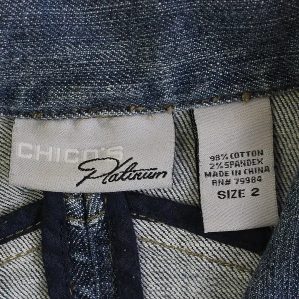 Chico's Platinum Medium Wash Denim Vest Women's Size 2