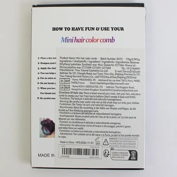 Box of 10 Mini Hair Color Combs New 2024  RX13