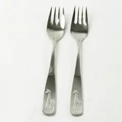 Set of 2 Stainless Steel Baby Forks Giraffe Handles Infant Feeding