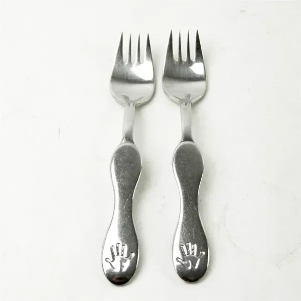 Set of 2 Children's Forks Hand on Handles Toddler Utensils