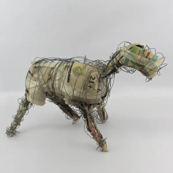 Handmade Wire Dog Sculpture 15.5"