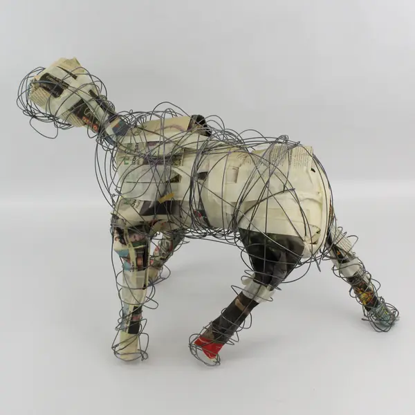 Handmade Wire Dog Sculpture 15.5"