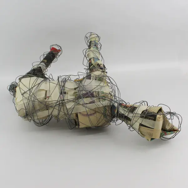 Handmade Wire Dog Sculpture 15.5"