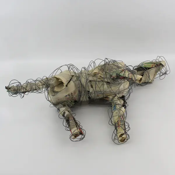 Handmade Wire Dog Sculpture 15.5"