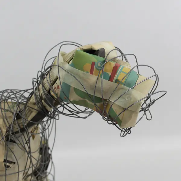 Handmade Wire Dog Sculpture 15.5"