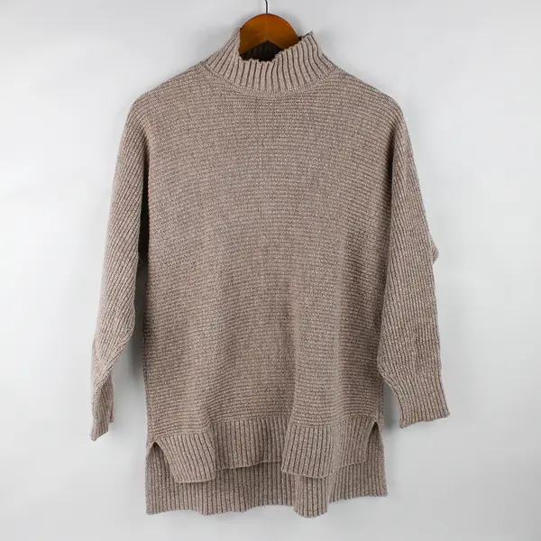 Ann Taylor Loft Beige Mock Neck Knit Sweater Women's Medium