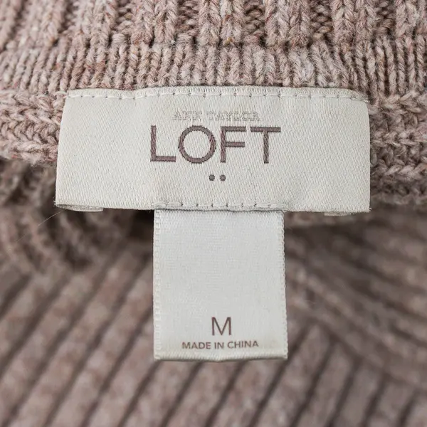 Ann Taylor Loft Beige Mock Neck Knit Sweater Women's Medium