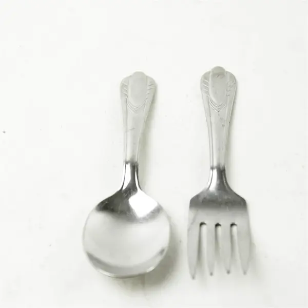 Stainless Steel Baby Spoon & Fork Set Compact Travel Utensils