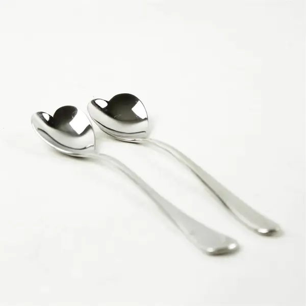 Set of 2 Towle Heart-Handle Stainless Spoons 7" Dessert/Serving