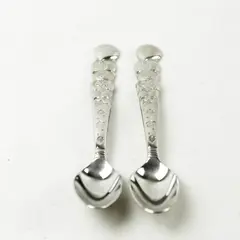 Set of 2 Vintage Birthday Bear Baby Spoons Collectible Flatware