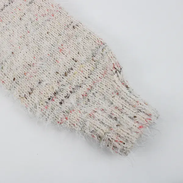 Margeaux & Ellie Multicolor Marled V-Neck Eyelash Sweater Women's Small