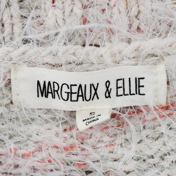 Margeaux & Ellie Multicolor Marled V-Neck Eyelash Sweater Women's Small