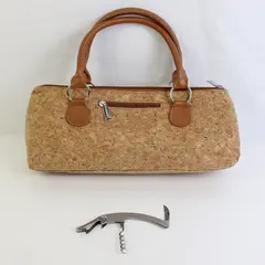 Primeware Inc. Cork Insulated Wine Bag, Zipper Closure with Corkscrew