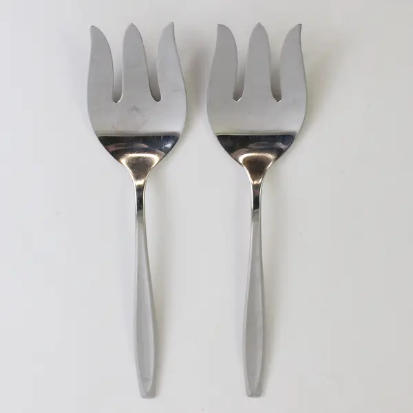 Lot of 2 Insico New Dawn Pattern Stainless Serving Forks 9" HTF