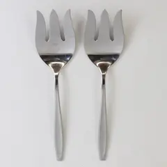 Lot of 2 Insico New Dawn Pattern Stainless Serving Forks 9" HTF
