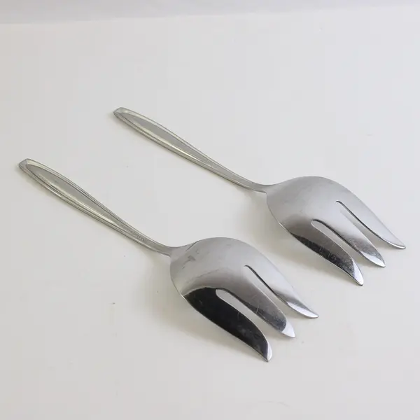 Lot of 2 Insico New Dawn Pattern Stainless Serving Forks 9" HTF