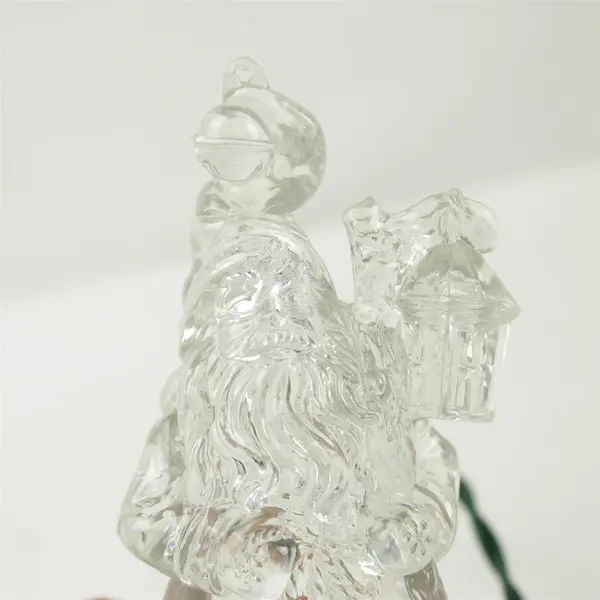 Vintage Santa Acrylic Tree Topper Clear Plastic Retro 5.5" Collectible