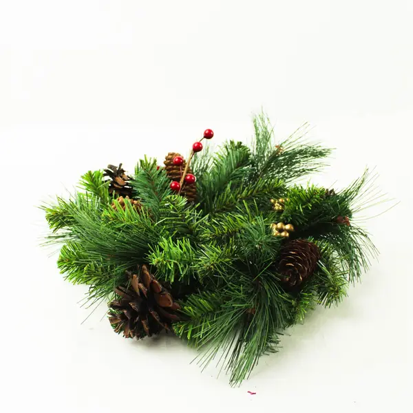 Small Christmas Candle Ring Wreath Holiday Tabletop Mantel Decor