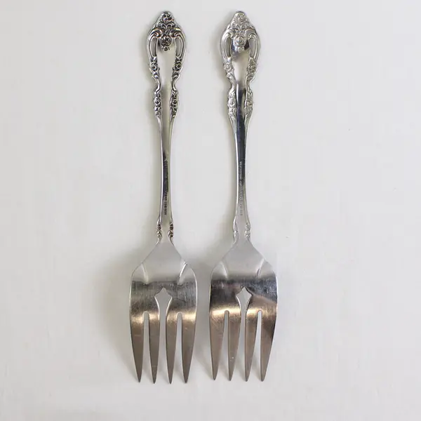 Lot Of 2 Oneida Silver Brahms Pattern SS Medium Serving Forks 8.5" Rare