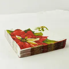Lot of Poinsettia Paper Napkins Holiday Table Napkins 8x8 