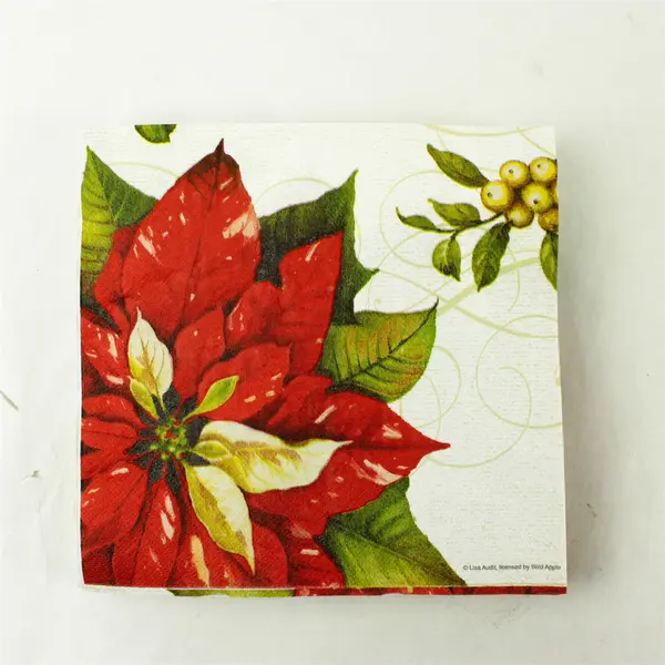 Lot of Poinsettia Paper Napkins Holiday Table Napkins 8x8 