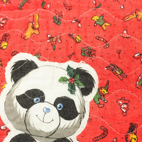 Vintage Panda Bear Family Quilted Red Christmas Tree Skirt 34"