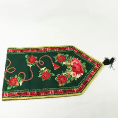 Christmas Table Runner Green with Gold Trim 54x16 Inches Holiday