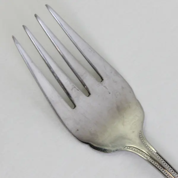 Wallace Silver Hotel Pattern Beaded Edge 18/10 SS Serving Fork 8.75" Rare HTF