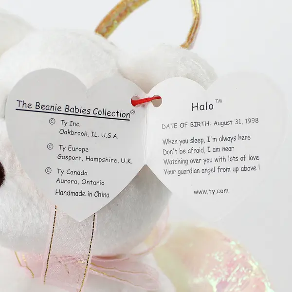 TY Beanie Babies Halo 1998 White Bear With Wings & Halo With Tag Plush Toy