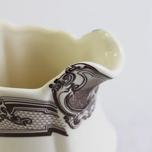 Vintage Brown and White Transferware Ceramic Creamer Pitcher 5"