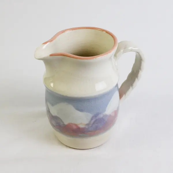 Handmade Studio Pottery Pastel Cloud Design Pitcher Creamer 5"