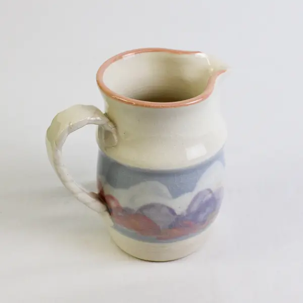 Handmade Studio Pottery Pastel Cloud Design Pitcher Creamer 5"