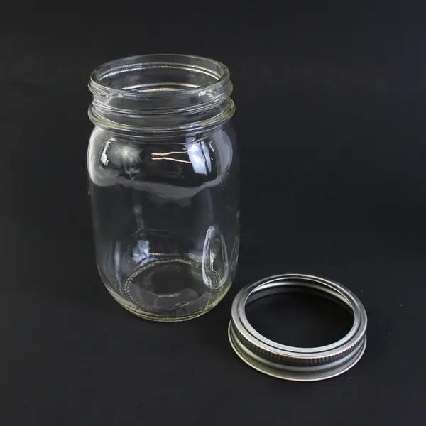 Lot Of 2 Clear Glass Jars 1 Ball Regular Mouth Pint & Quarter Pint Jelly Jar