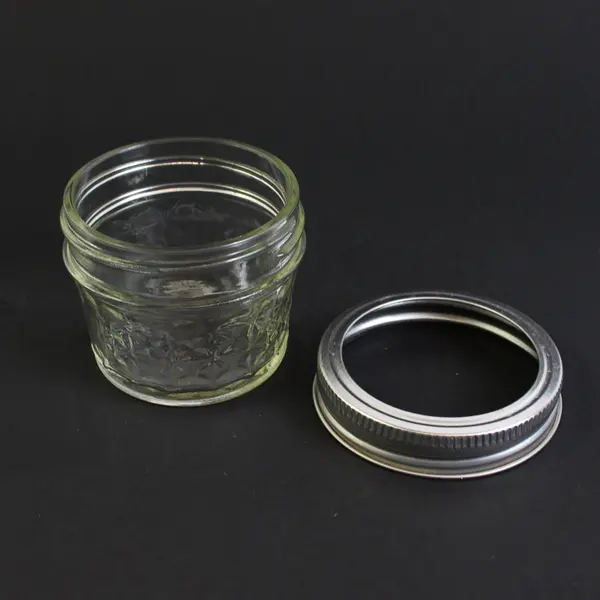 Lot Of 2 Clear Glass Jars 1 Ball Regular Mouth Pint & Quarter Pint Jelly Jar