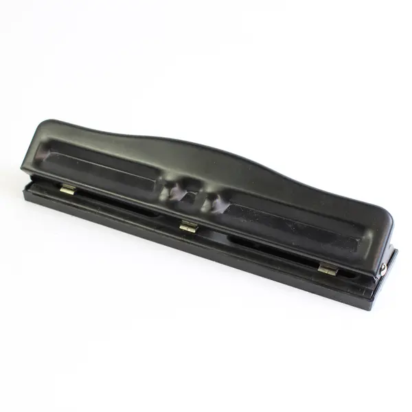 Unbranded Black Desktop Adjustable 3 Hole Paper Punch 12" Long