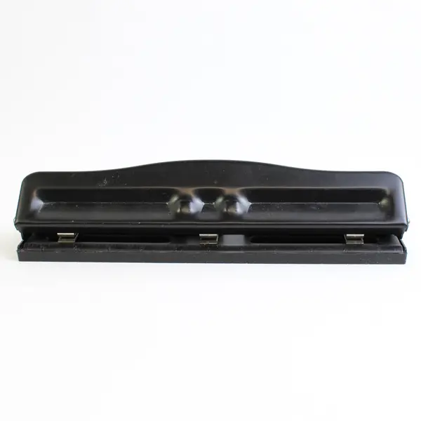 Unbranded Black Desktop Adjustable 3 Hole Paper Punch 12" Long