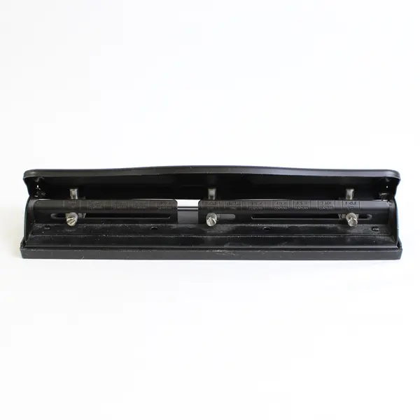 Unbranded Black Desktop Adjustable 3 Hole Paper Punch 12" Long