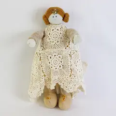 Sweet Home Primitive Country Wire Body Rag Doll 12" FLAWED
