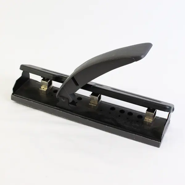 Unbranded Heavy Duty Black Desktop Adjustable 3 Hole Paper Punch 12.5" Long