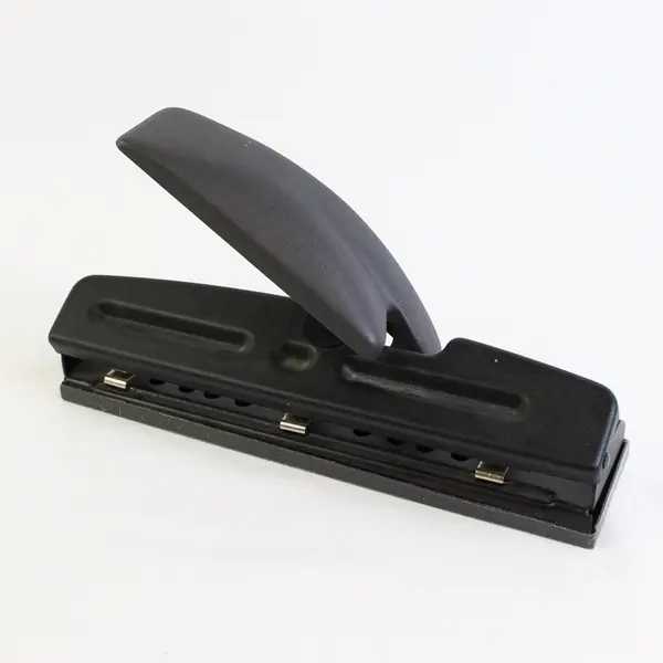 Unbranded Heavy Duty Black Desktop Adjustable 3 Hole Paper Punch 12.5" Long