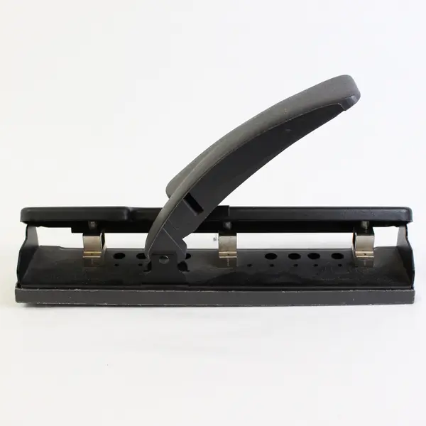 Unbranded Heavy Duty Black Desktop Adjustable 3 Hole Paper Punch 12.5" Long