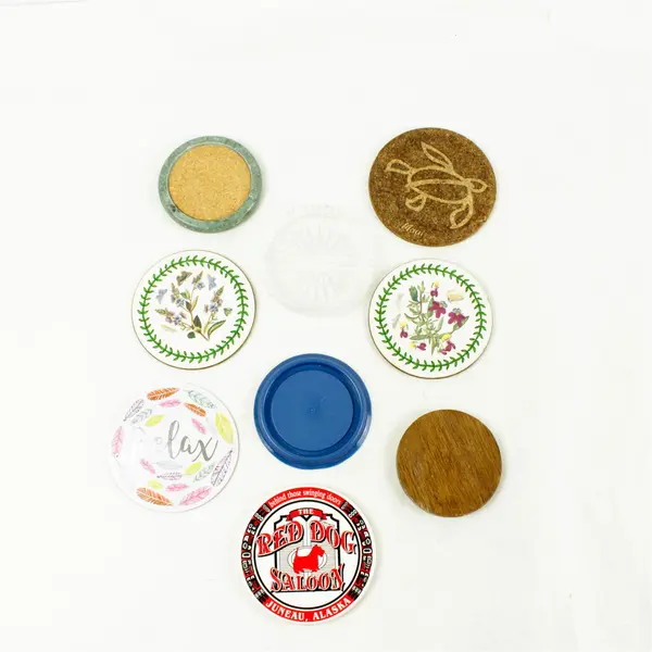 Lot of 9 Round Mixed Coasters Assorted Colors