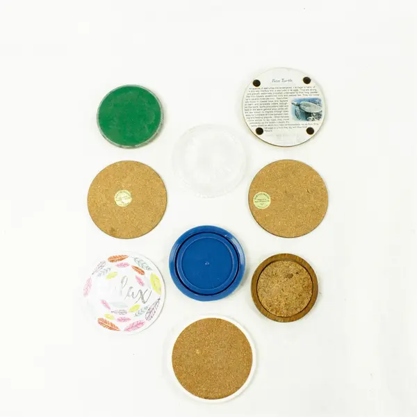 Lot of 9 Round Mixed Coasters Assorted Colors