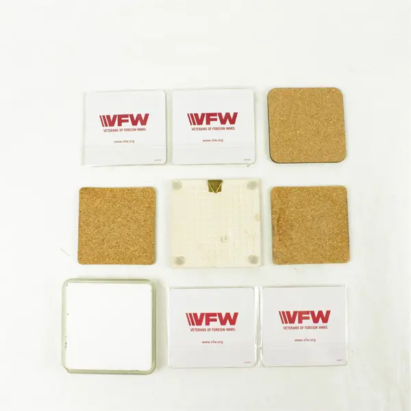 Lot of 9 Square Mixed Coasters Assorted Colors