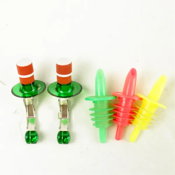 Lot of 5 Wine Bottle Stoppers Assorted Styles Bar Corks Used