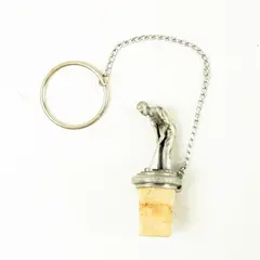 Vintage Solid Pewter Golfer Wine Bottle Cork Stopper w/ Chain