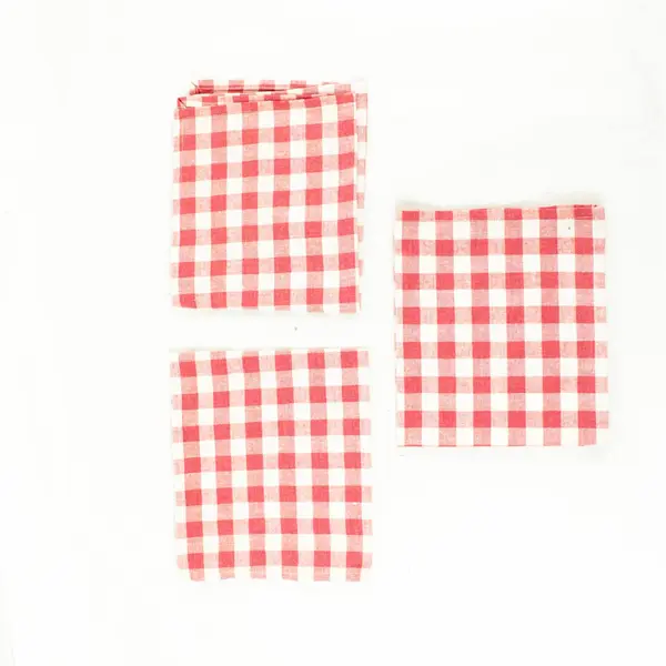 Lot of 3 Linen Napkins 13.5x15 in Red/White Checkered